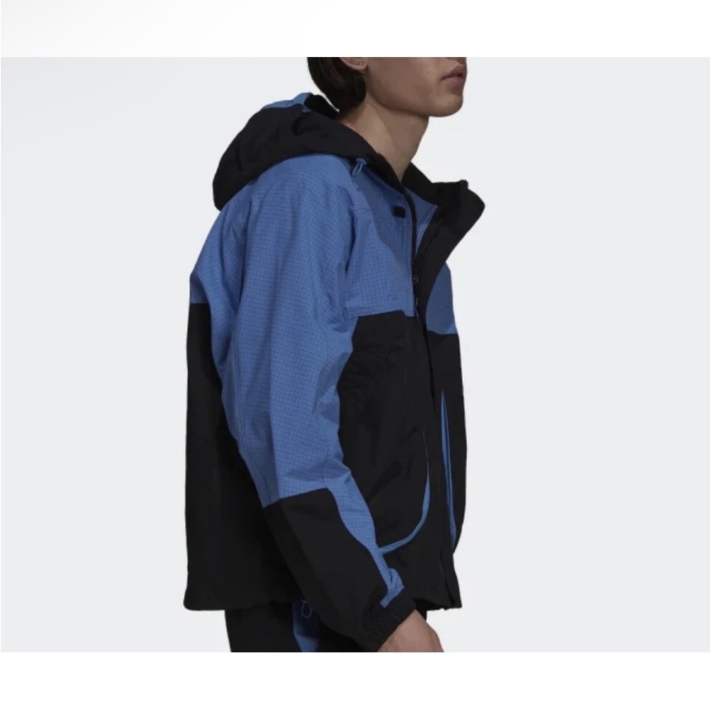 Men’s Adidas Woven Adventure Full Zip Blue and Black Windbreaker Jacket Sz Large - Picture 2 of 8